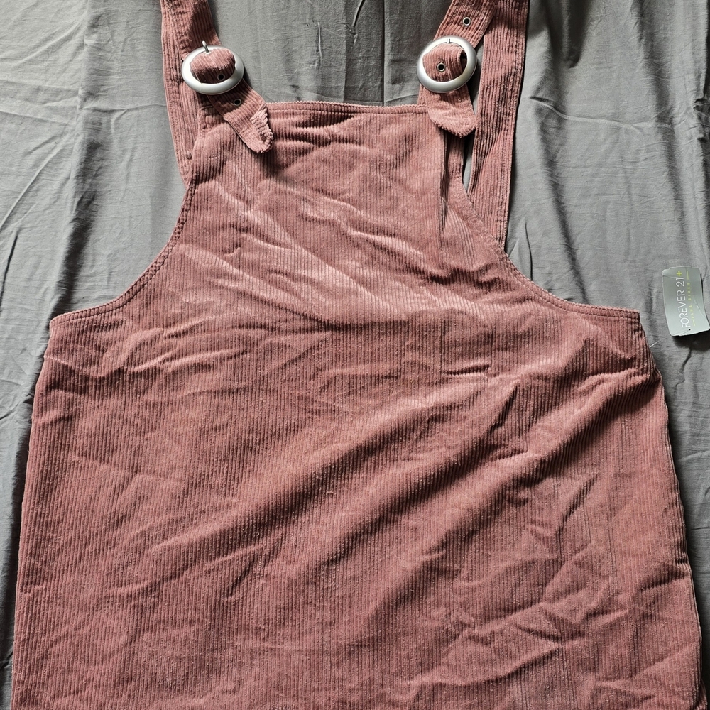 Forever 21 Corduroy Overall Dress in Dusty Pink